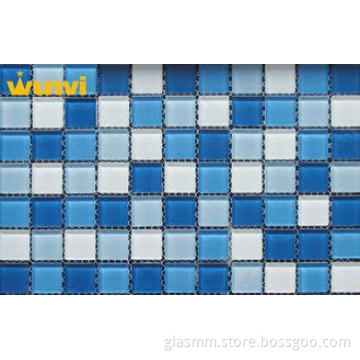 Ocean Blue Crystal Glass Mosaic Tiles , 6mm Glass Brick Mos
